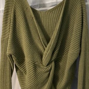 Green off the shoulder sweater